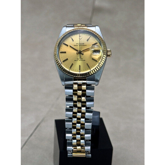 34mm • 1991 34mm 2-Tone Tudor Prince Oysterdate 18k Gold Bezel Ref.74033